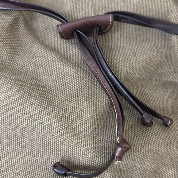 Olive Canvas Tote Bag Vegan Brown Leather Straps and Trim Minimalist Casual - Picture 7 of 7